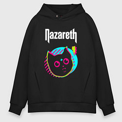 Толстовка оверсайз мужская Nazareth rock star cat, цвет: черный