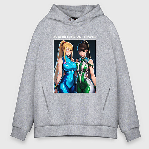 Мужское худи оверсайз Самус Аран и Ева / Меланж – фото 1