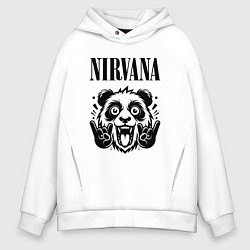 Толстовка оверсайз мужская Nirvana - rock panda, цвет: белый
