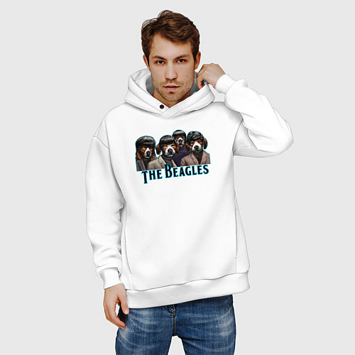 Мужское худи оверсайз Beatles beagles / Белый – фото 3