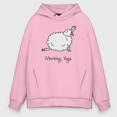 Мужское худи оверсайз Йога утром / Светло-розовый – фото 1