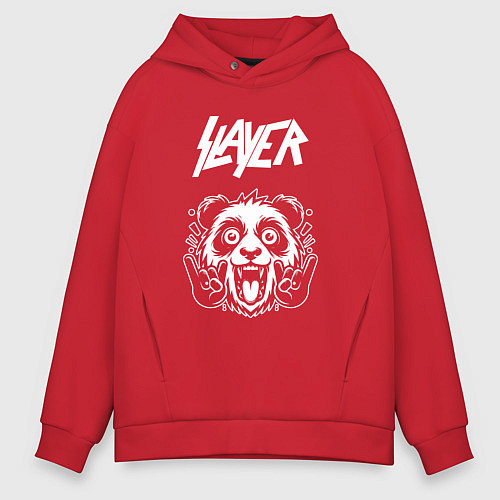 Мужское худи оверсайз Slayer rock panda / Красный – фото 1