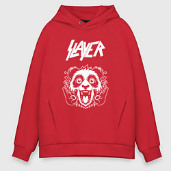 Толстовка оверсайз мужская Slayer rock panda, цвет: красный