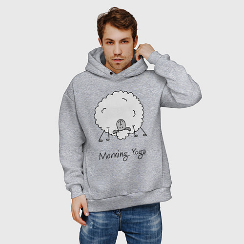 Мужское худи оверсайз Утро и йога / Меланж – фото 3