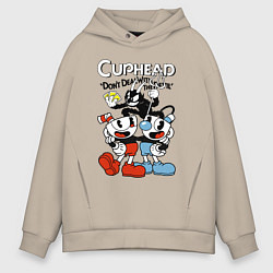 Толстовка оверсайз мужская Cuphead - devil, цвет: миндальный