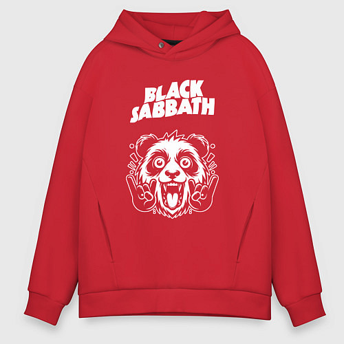 Мужское худи оверсайз Black Sabbath rock panda / Красный – фото 1