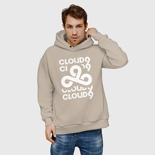 Мужское худи оверсайз Cloud9 - in logo / Миндальный – фото 3