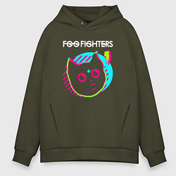 Толстовка оверсайз мужская Foo Fighters rock star cat, цвет: хаки