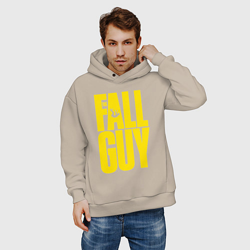 Мужское худи оверсайз The fall guy logo / Миндальный – фото 3