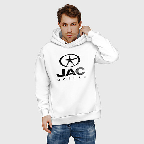 Мужское худи оверсайз Jac - logo / Белый – фото 3