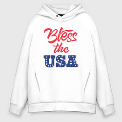 Толстовка оверсайз мужская Bless the USA, цвет: белый