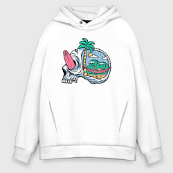 Толстовка оверсайз мужская Dead summer skull, цвет: белый