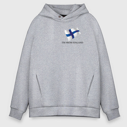 Мужское худи оверсайз Im from Finland - motto / Меланж – фото 1
