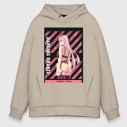 Мужское худи оверсайз Франкс Зеро Ту / Миндальный – фото 1