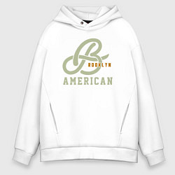 Толстовка оверсайз мужская Brooklyn american, цвет: белый