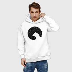 Толстовка оверсайз мужская Большая медведица в космосе, цвет: белый — фото 2