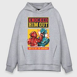 Толстовка оверсайз мужская Битва ретро роботов, цвет: меланж