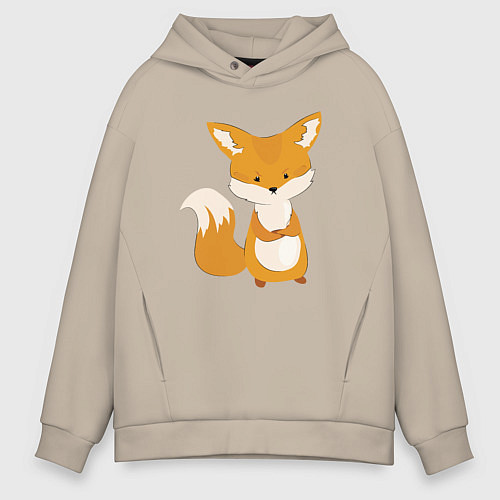 Мужское худи оверсайз Недовольный лисёнок / Миндальный – фото 1