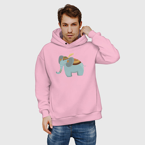 Мужское худи оверсайз Cute elephant / Светло-розовый – фото 3
