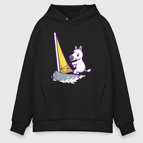 Мужское худи оверсайз Лошадь яхтсмен / Черный – фото 1
