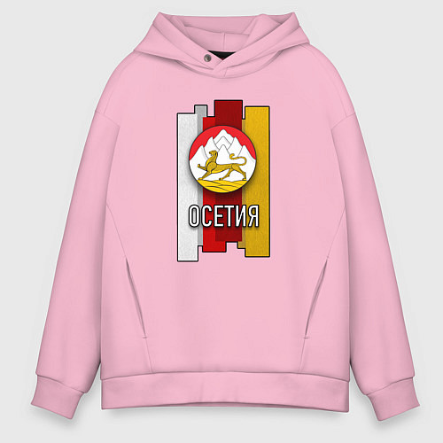 Мужское худи оверсайз Осетия герб / Светло-розовый – фото 1