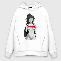 Толстовка оверсайз мужская Ахегао senpai nudity, цвет: белый