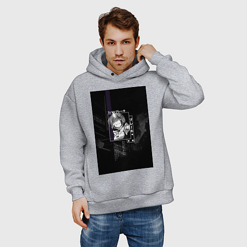 Мужское худи оверсайз Горничная Рем / Меланж – фото 3