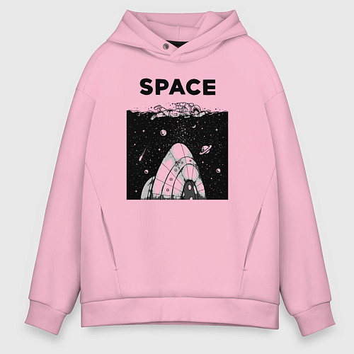 Мужское худи оверсайз Морской космос / Светло-розовый – фото 1