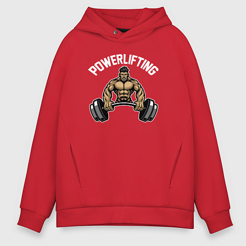 Мужское худи оверсайз Powerlifting gym / Красный – фото 1