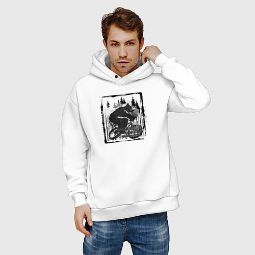 Мужское худи оверсайз Золотая осень на колёсах / Белый – фото 3