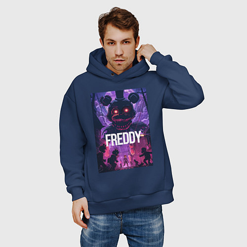 Мужское худи оверсайз Freddy - мишка Фредди / Тёмно-синий – фото 3