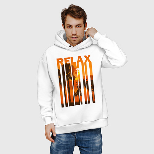 Мужское худи оверсайз Relax summer / Белый – фото 3