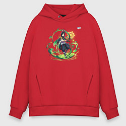 Толстовка оверсайз мужская Тигнари из Геншин Импакт, цвет: красный