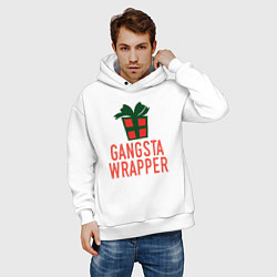 Толстовка оверсайз мужская Gangsta wrapper, цвет: белый — фото 2