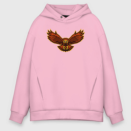 Мужское худи оверсайз Полёт совы / Светло-розовый – фото 1