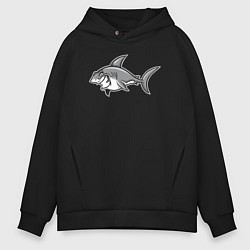 Толстовка оверсайз мужская Хитрая акула, цвет: черный