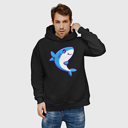 Толстовка оверсайз мужская Дружелюбная акула, цвет: черный — фото 2