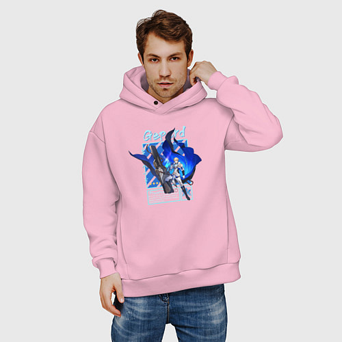 Мужское худи оверсайз Гепард - Хонкай Стар Рейл / Светло-розовый – фото 3