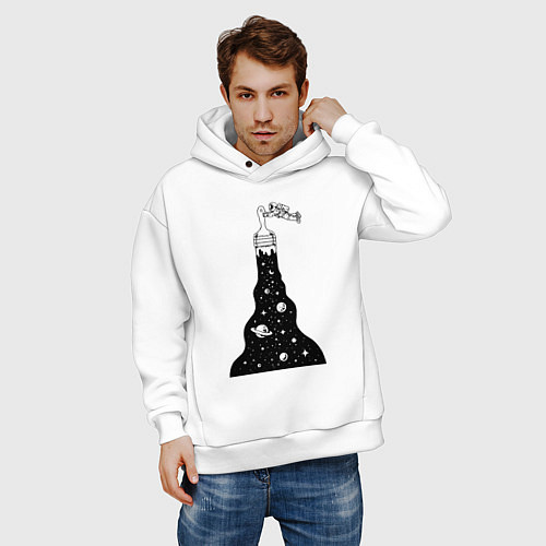 Мужское худи оверсайз Художник космонавт / Белый – фото 3