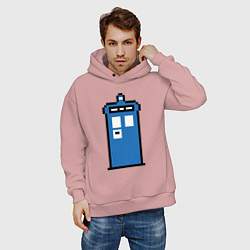 Толстовка оверсайз мужская Tardis pixels, цвет: пыльно-розовый — фото 2