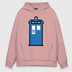 Толстовка оверсайз мужская Tardis pixels, цвет: пыльно-розовый
