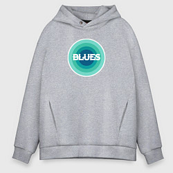 Толстовка оверсайз мужская Блюз ретро в синем, цвет: меланж