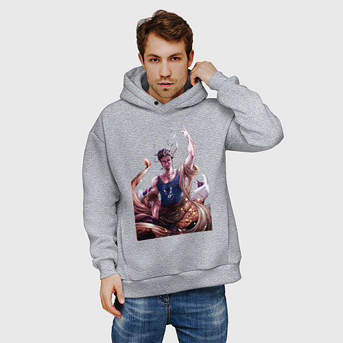 Мужское худи оверсайз Повесть о конце света Будда / Меланж – фото 3