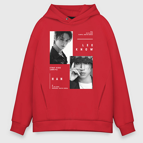 Мужское худи оверсайз Stray kids Minsung Lee know Han / Красный – фото 1