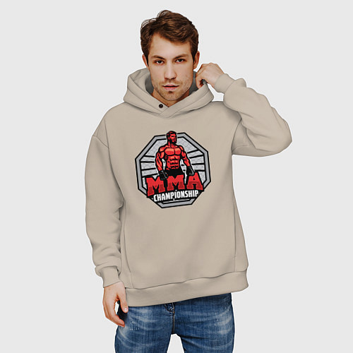 Мужское худи оверсайз MMA championship / Миндальный – фото 3
