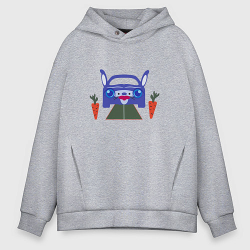Мужское худи оверсайз Кролик машина / Меланж – фото 1