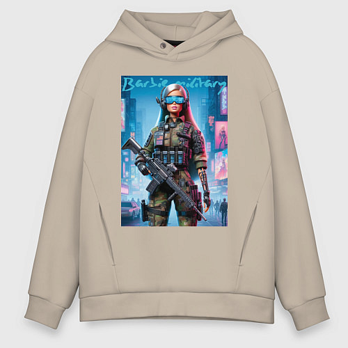 Мужское худи оверсайз Barbie military - special forces / Миндальный – фото 1