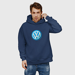 Толстовка оверсайз мужская Volkswagen logo blue, цвет: тёмно-синий — фото 2