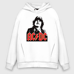 Толстовка оверсайз мужская ACDC Angus Young rock, цвет: белый