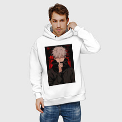 Толстовка оверсайз мужская Магическая битва Тогэ Инумаки, цвет: белый — фото 2